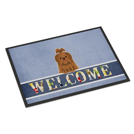 Carolines Treasures 18 x 27 in. Shih Tzu Silver Chocolate Welcome Indoor or Outdoor Mat BB5667MAT